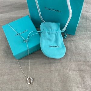 Tiffany & co. 16mm open heart silver necklace! Never been worn!